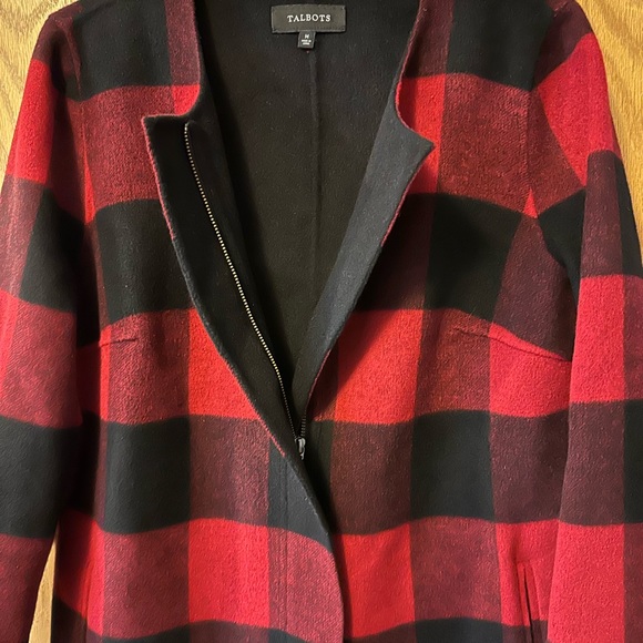 Talbots Medium Red Buffalo Plaid Double Face Topper / Jacket - Picture 2 of 6